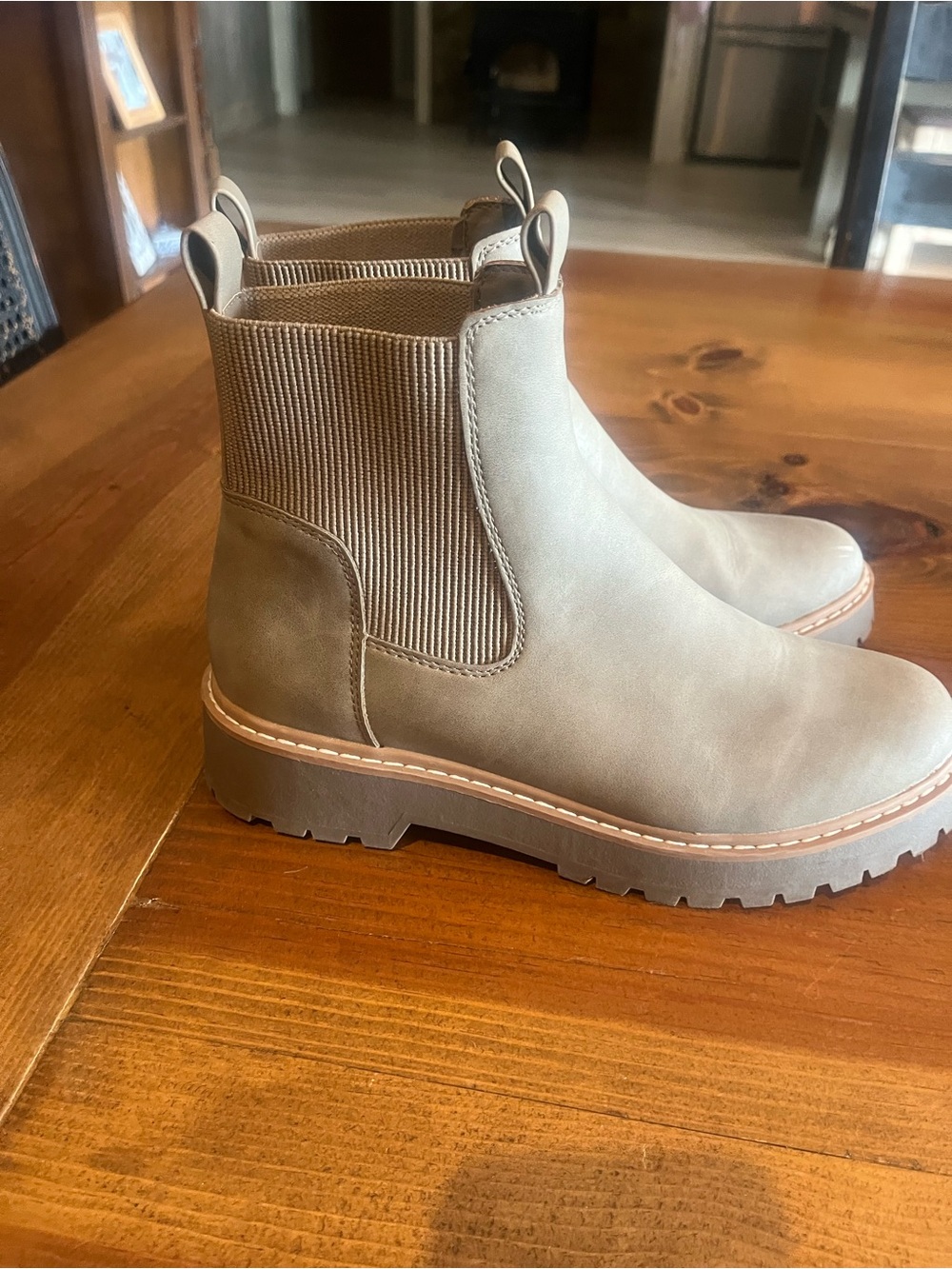 Chunky Chelsea Ankle Boots in Taupe